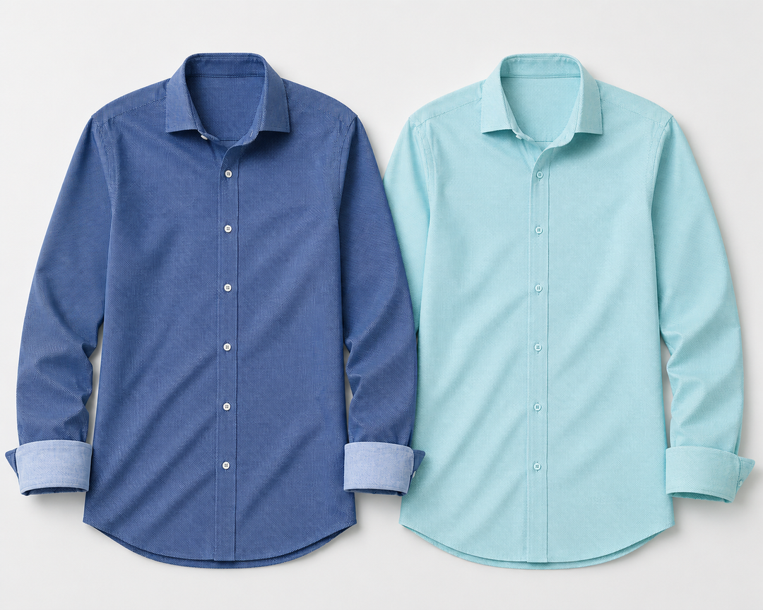 Studio Dot Dress Shirt 2-Pack - Teal/Blue-OUTFIT SETS-BUKI-M-Buki