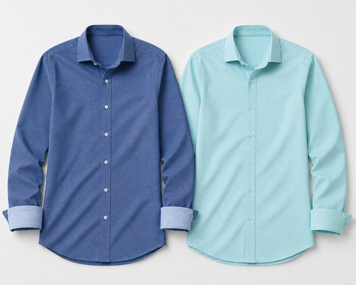 Studio Dot Dress Shirt 2-Pack - Teal/Blue-OUTFIT SETS-BUKI-M-Buki