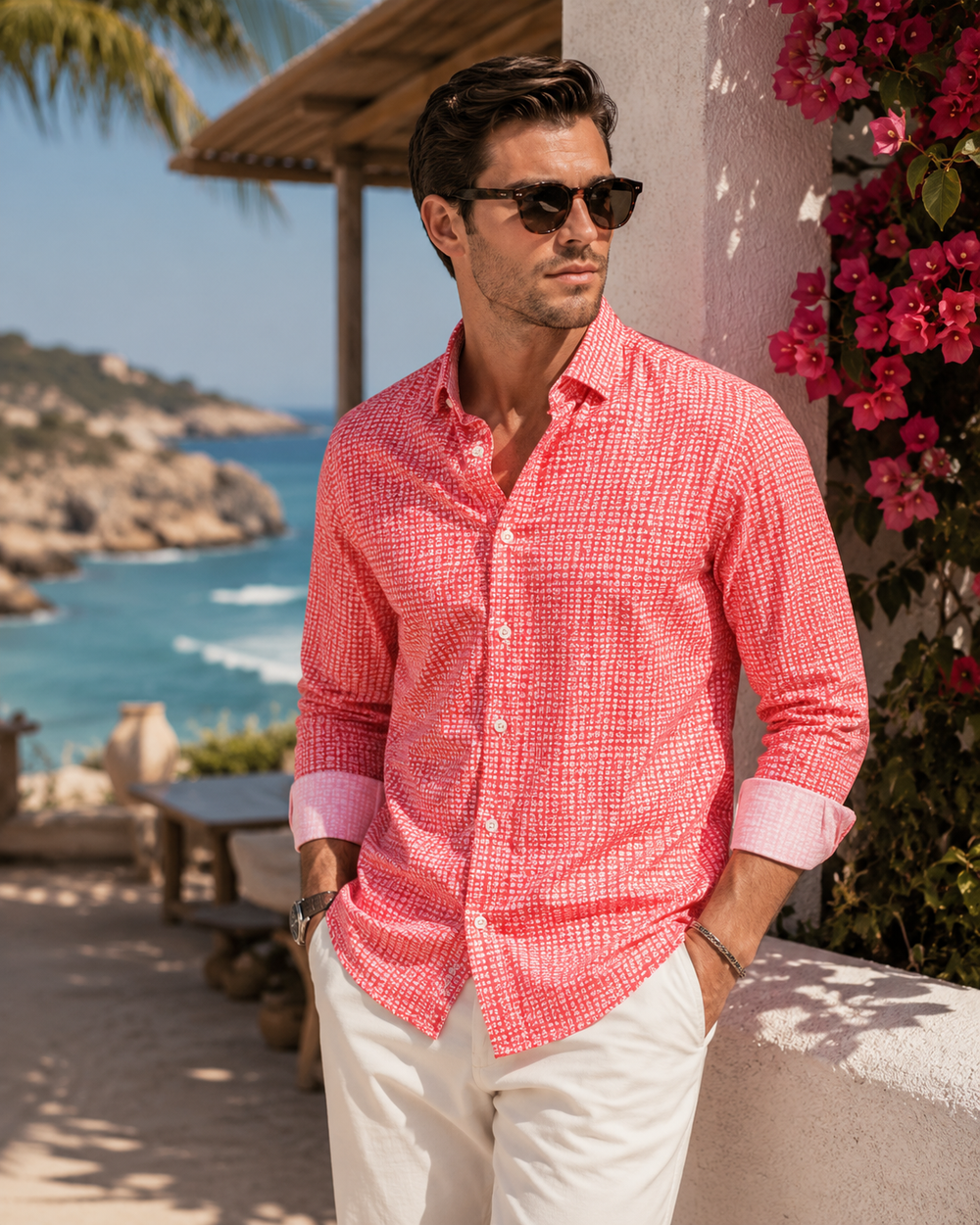 Swiss Check Long Sleeve Tech Shirt - Red-LONG SLEEVE SHIRTS-BUKI-L-Red / White-Buki