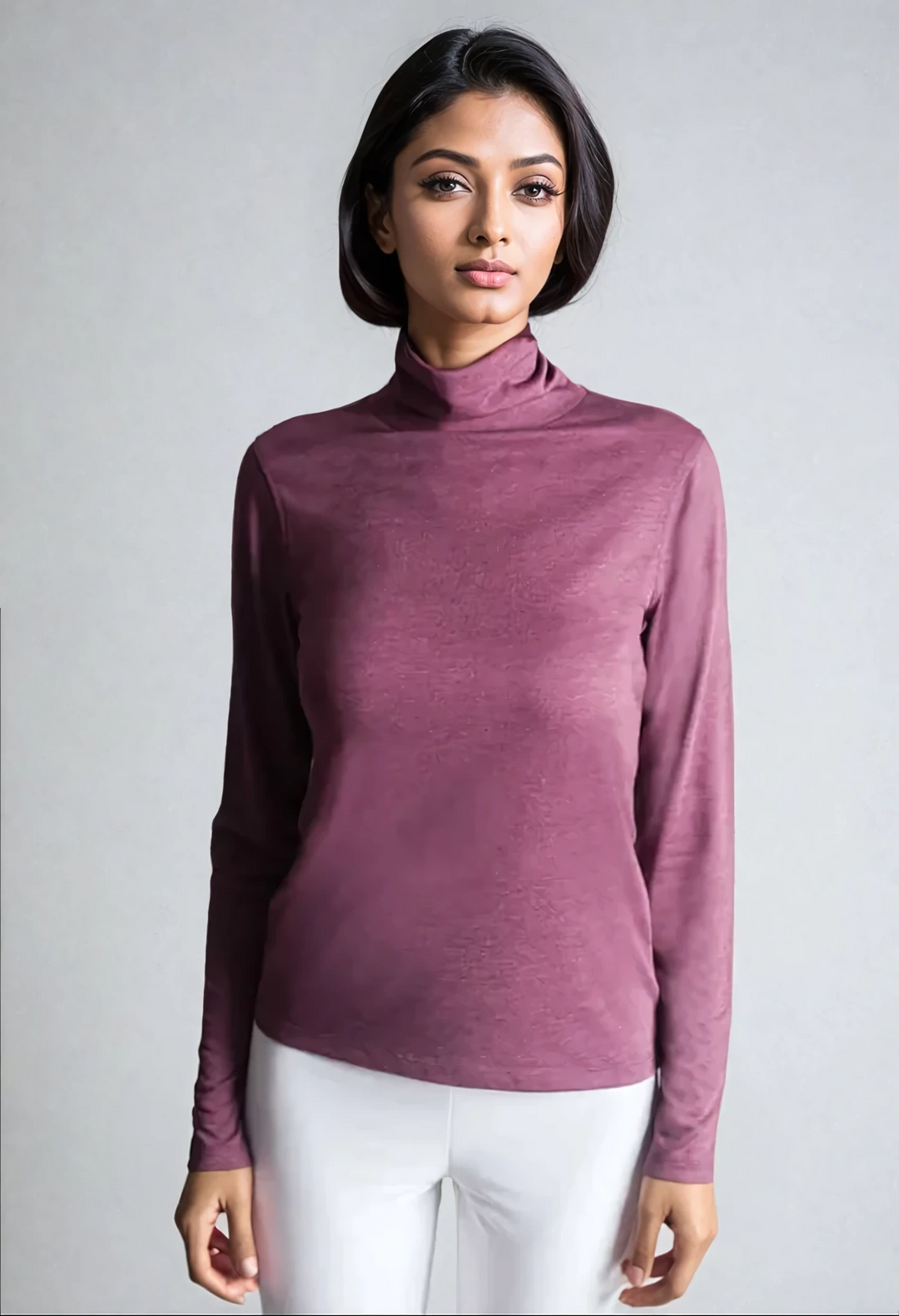 Take-Out Turtleneck Shirt-SHIRTS & BLOUSES-BUKI-XS-Wine-Buki