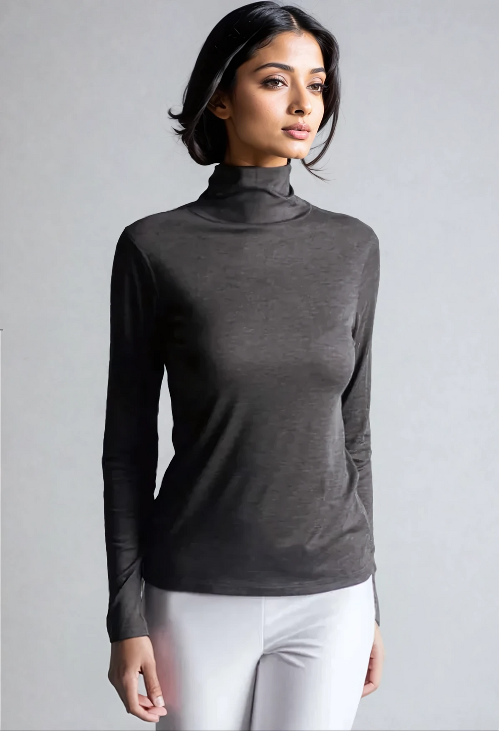 Take-Out Turtleneck Shirt-SHIRTS & BLOUSES-BUKI-XS-Charcoal Grey-Buki