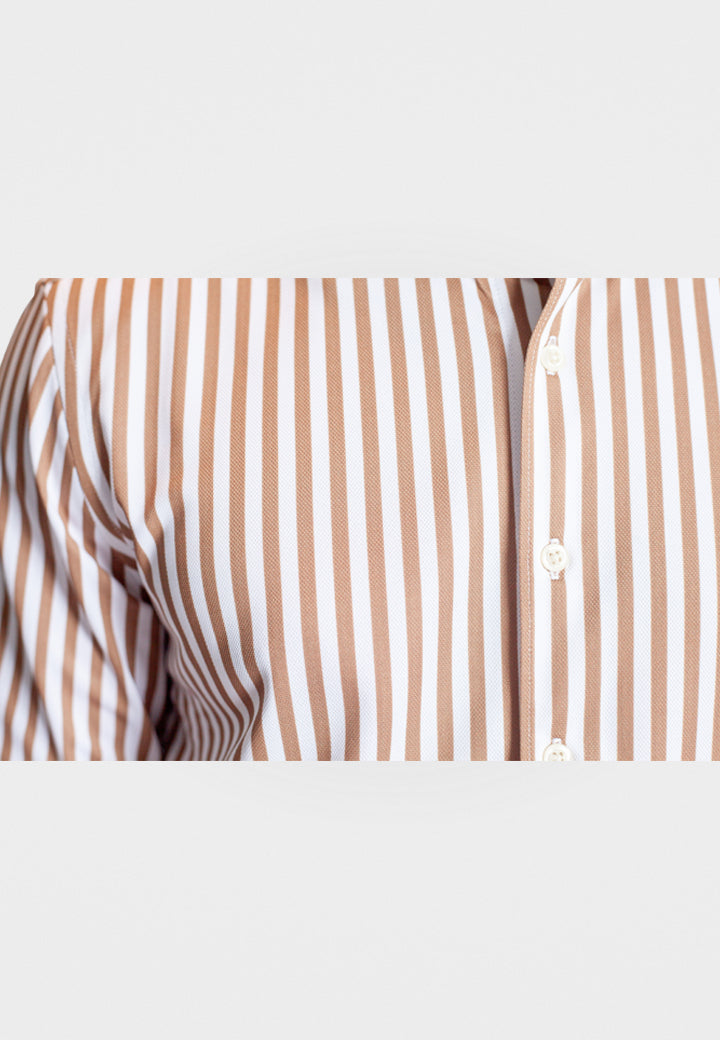 The Go Big Stripe Long Sleeve Tech Shirt - Espresso-LONG SLEEVE SHIRTS-BUKI-S-Espresso-Buki