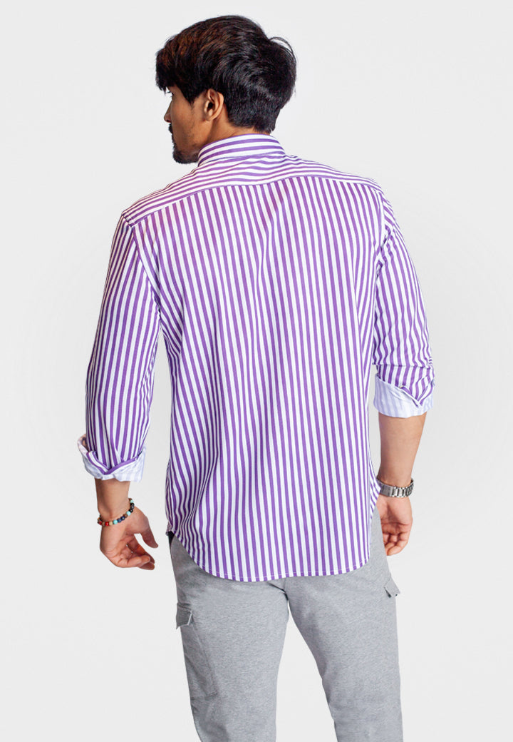 The Go Big Stripe Long Sleeve Tech Shirt - Grape-LONG SLEEVE SHIRTS-BUKI-M-Grape-Buki