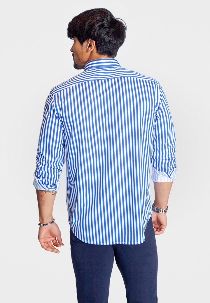 The Go Big Stripe Long Sleeve Tech Shirt - Royal Blue-LONG SLEEVE SHIRTS-BUKI-S-Royal Blue-Buki