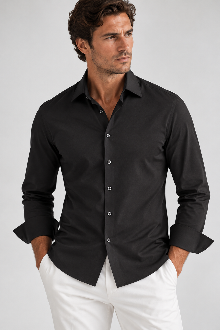 'Single Shot' Long Sleeve Shirt - Black
