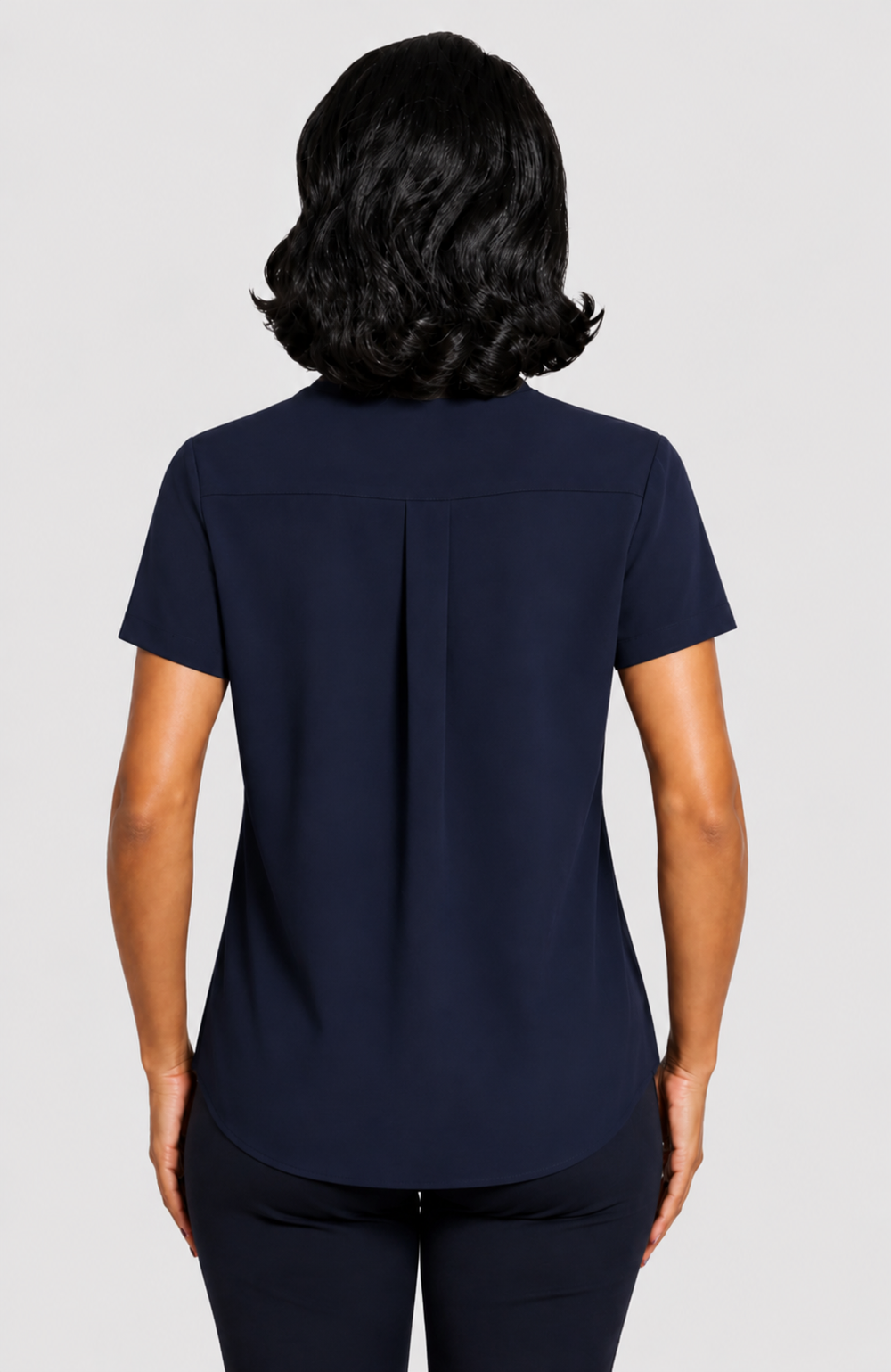 Resort Vee Short Sleeve Popover Shirt - Navy-SHIRTS & BLOUSES-BUKI-XS-Navy-Buki