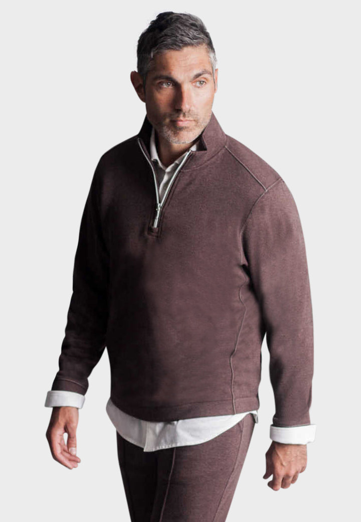 Voey Leisure Set - Half Zip Sweatshirt & Sweatpant - Espresso-OUTFIT SETS-BUKI-M-Espresso-Buki