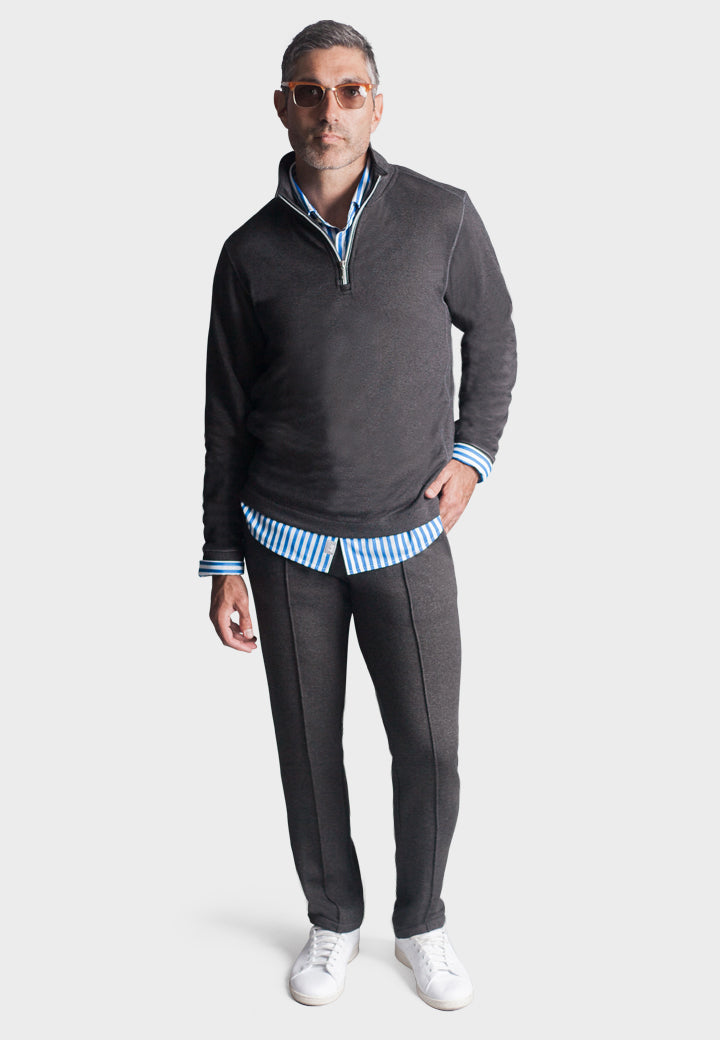 Voey Leisure Set - Half Zip Sweatshirt & Sweatpant - Charcoal Grey-OUTFIT SETS-BUKI-M-Espresso-Buki