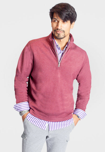 Voey Quarter Zip Sweatshirt in Wine -Buki