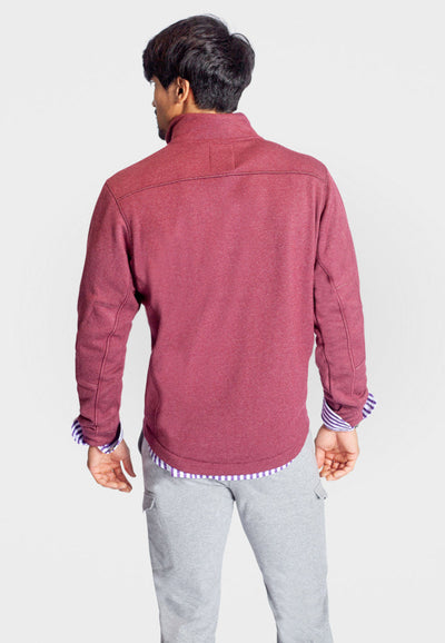 Voey Quarter Zip Sweatshirt in Wine, back -Buki