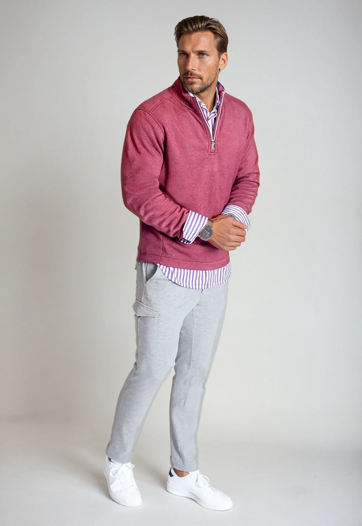 Voey Quarter Zip Sweatshirt - Wine-ZIP SWEATSHIRTS-BUKI-S-Wine-Buki