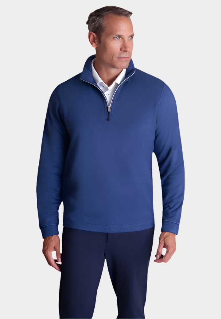 Voey Quarter Zip Sweatshirt Tokyo Blue-ZIP SWEATSHIRTS-BUKI-S-Tokyo Blue-Buki