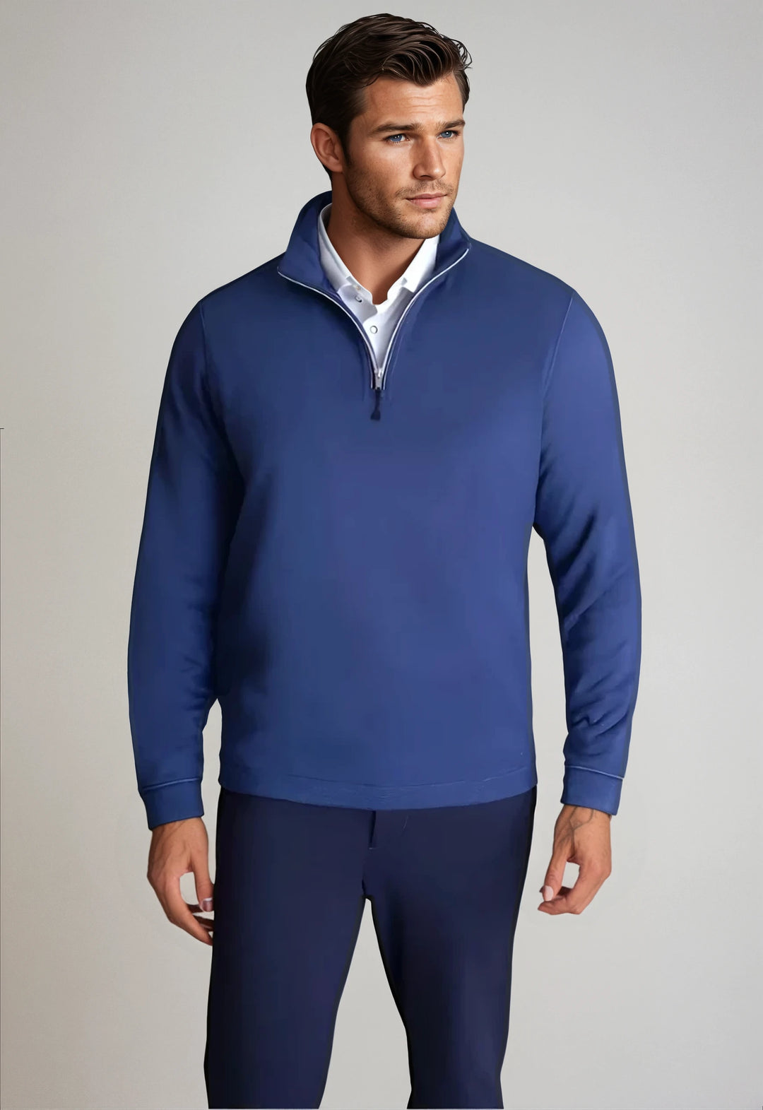 Voey Quarter Zip Sweatshirt Tokyo Blue-ZIP SWEATSHIRTS-BUKI-S-Tokyo Blue-Buki