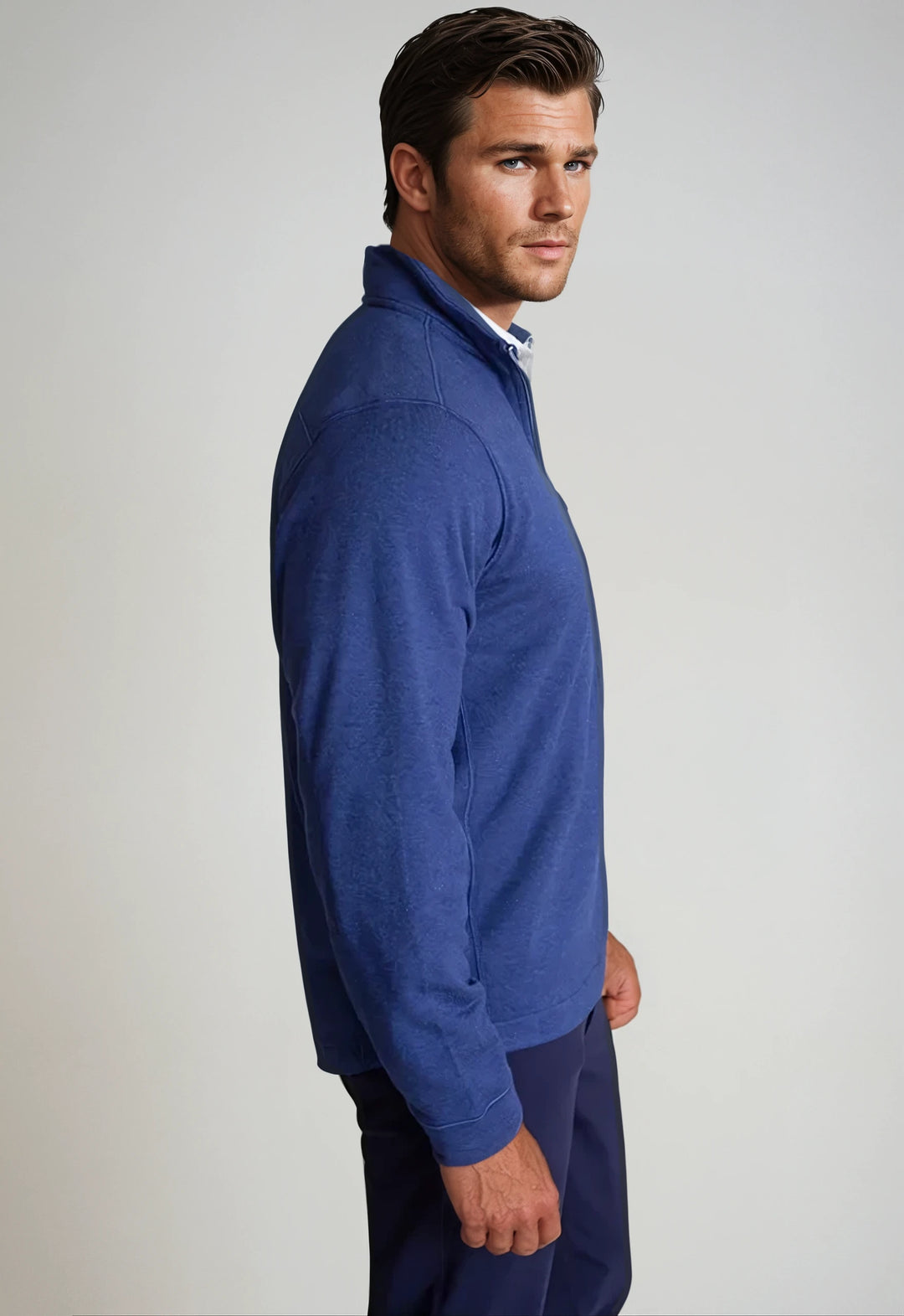 Voey Quarter Zip Sweatshirt Tokyo Blue-ZIP SWEATSHIRTS-BUKI-S-Tokyo Blue-Buki