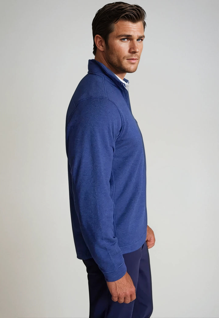 Voey Quarter Zip Sweatshirt Tokyo Blue-ZIP SWEATSHIRTS-BUKI-S-Tokyo Blue-Buki