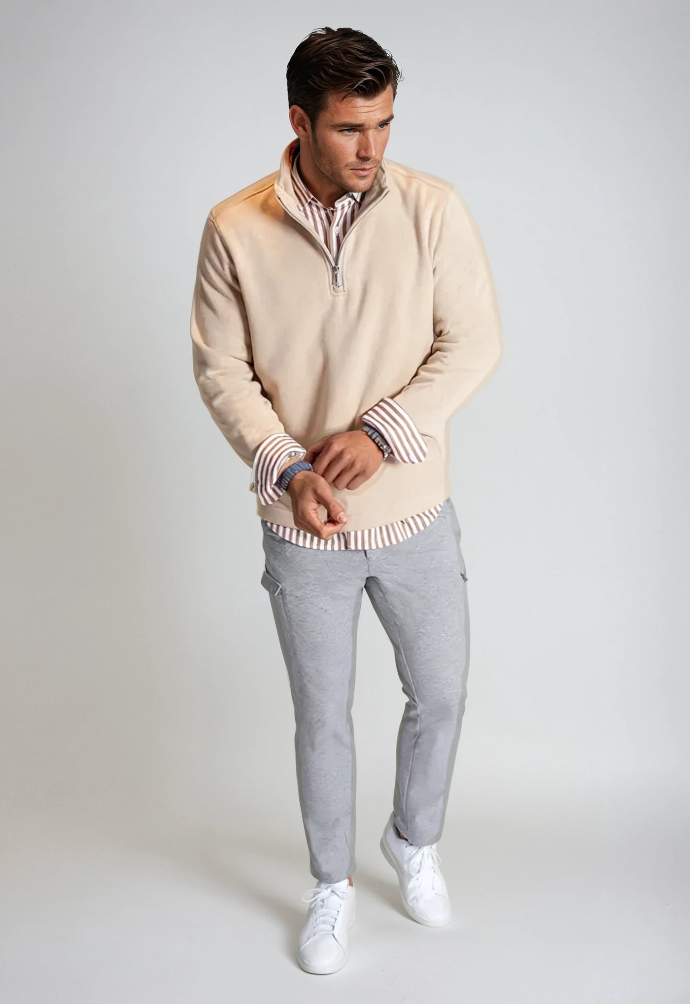 Voey Quarter Zip Sweatshirt-camel-ZIP SWEATSHIRTS-BUKI-S-Espresso-Buki