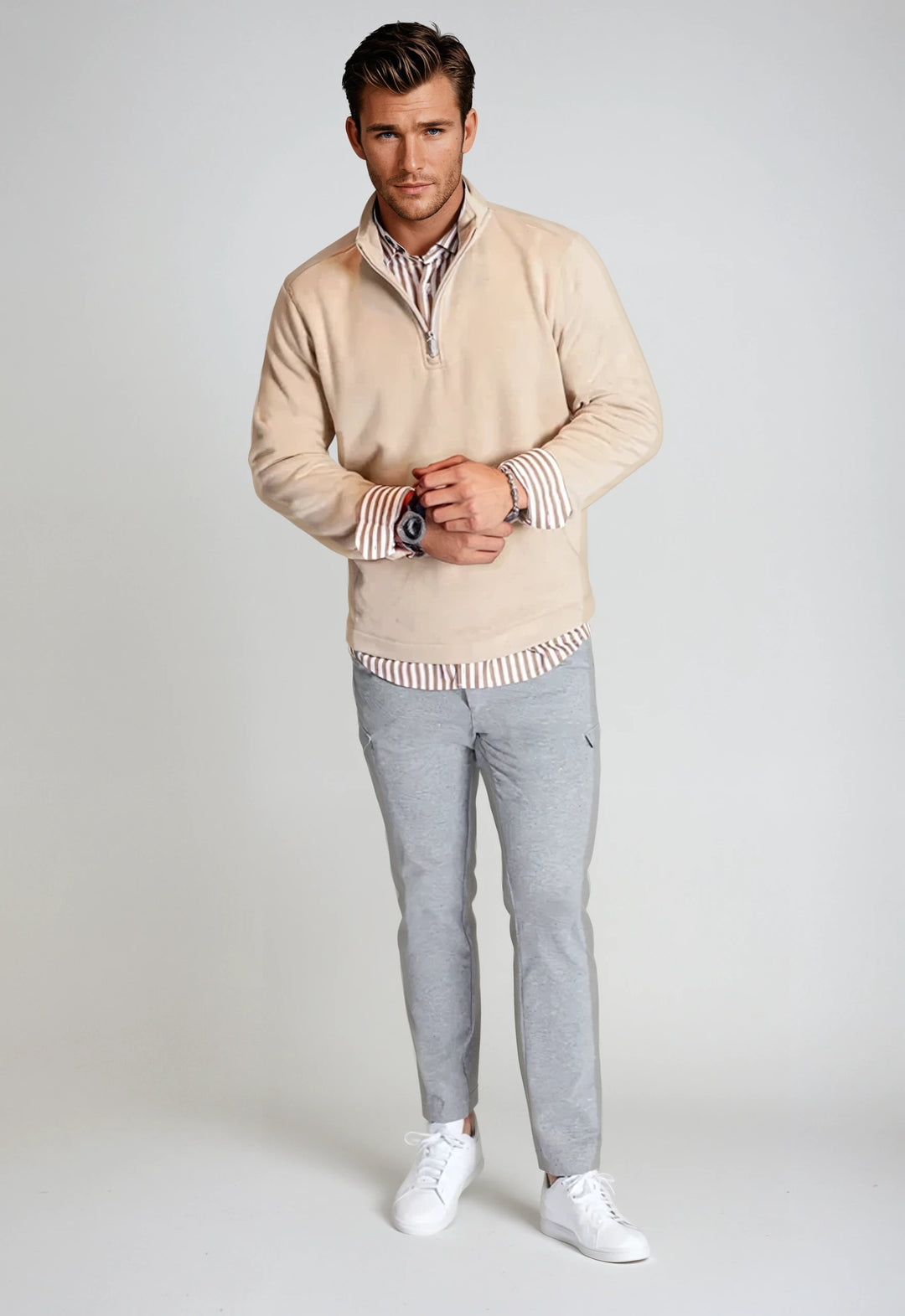 Voey Quarter Zip Sweatshirt - Camel-ZIP SWEATSHIRTS-BUKI-S-Camel-Buki