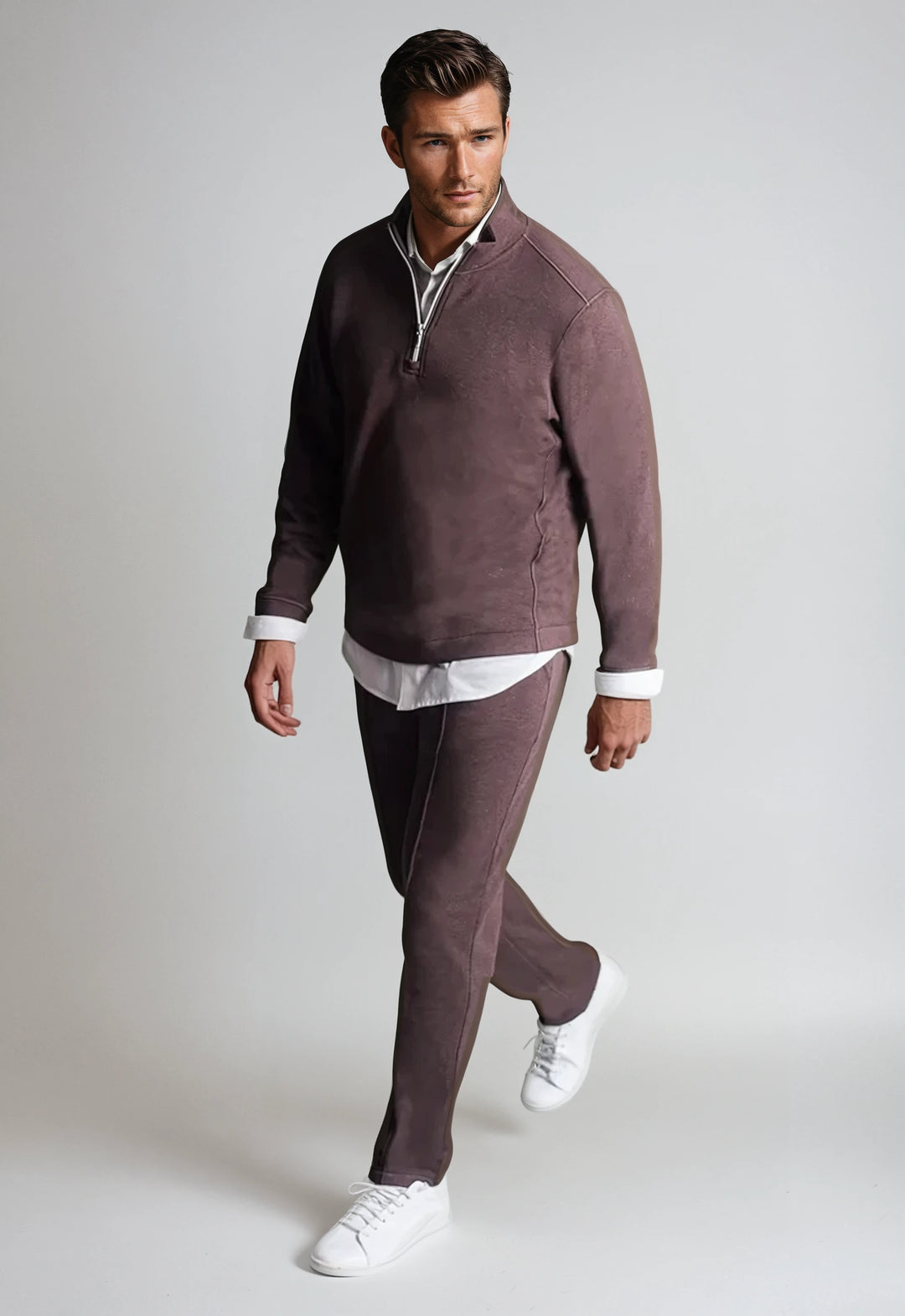 Voey Quarter Zip Sweatshirt - Espresso-ZIP SWEATSHIRTS-BUKI-S-Espresso-Buki