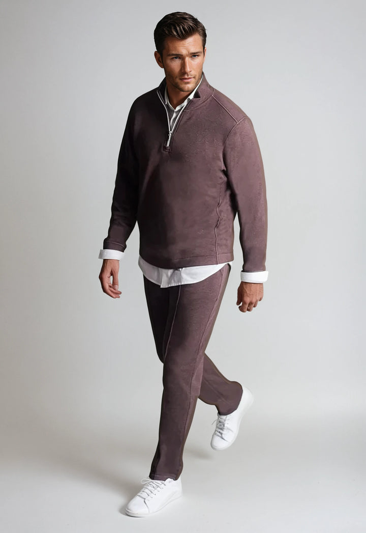 Voey Quarter Zip Sweatshirt - Espresso-ZIP SWEATSHIRTS-BUKI-S-Espresso-Buki