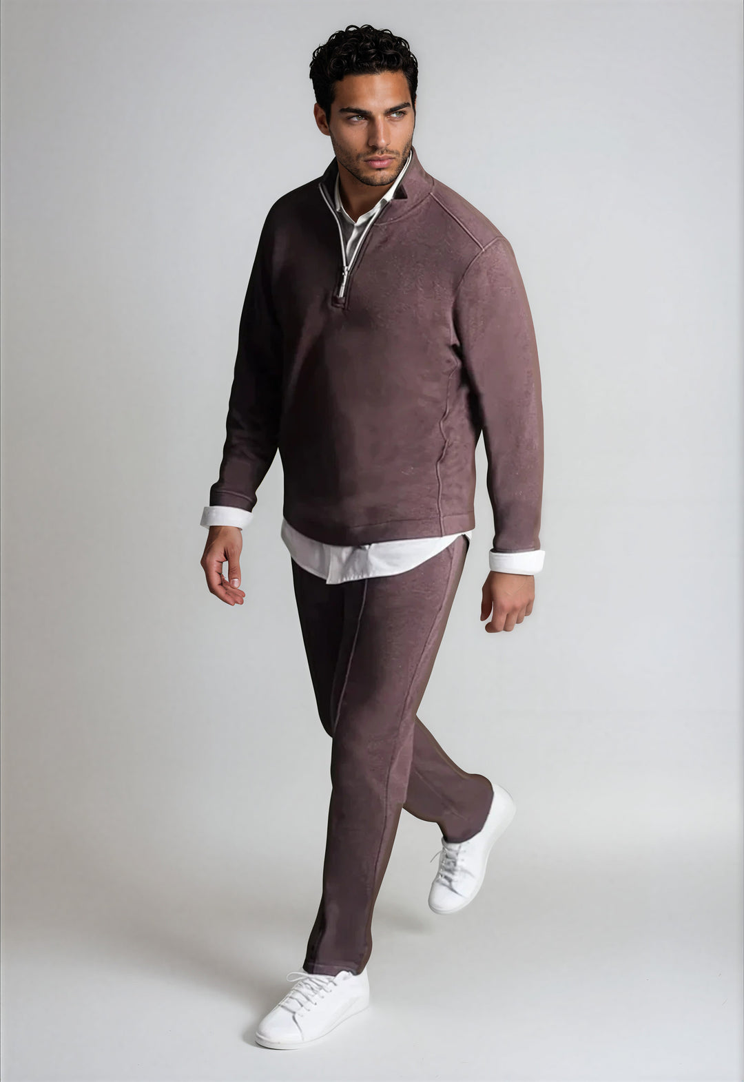 Voey Quarter Zip Sweatshirt - Espresso-ZIP SWEATSHIRTS-BUKI-S-Espresso-Buki