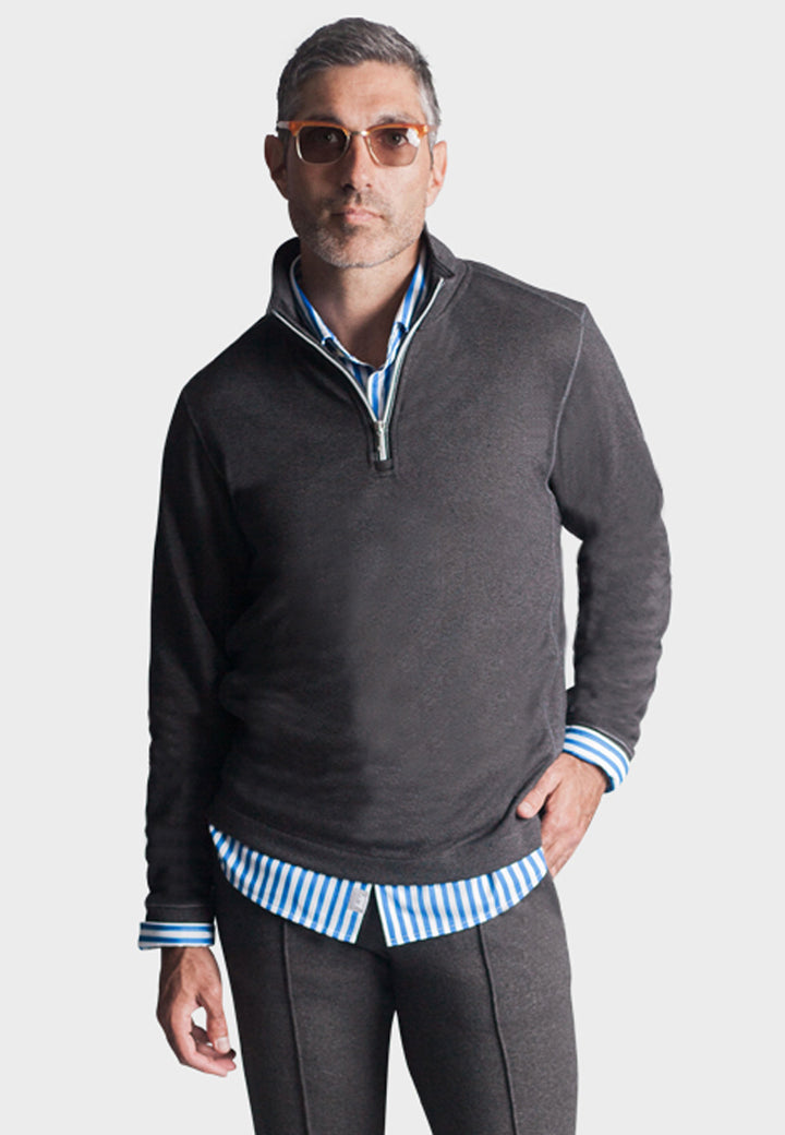 Voey Quarter Zip Sweatshirt in Charcoal Grey -Buki