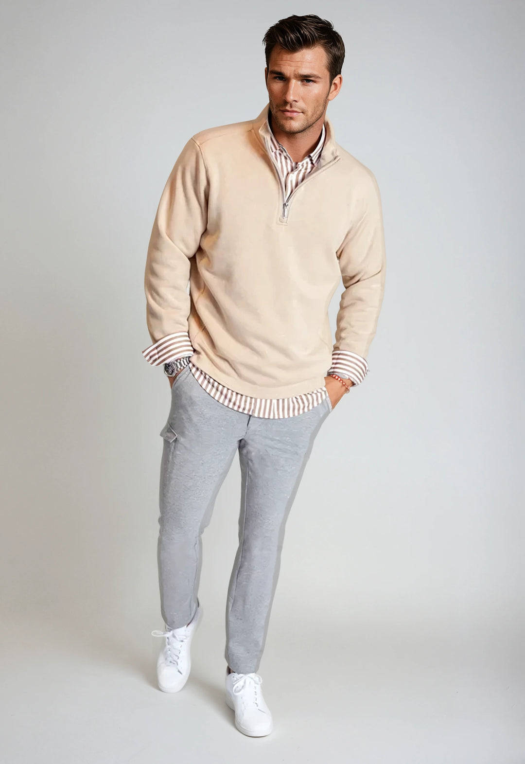 Voey Quarter Zip Sweatshirt - Camel-ZIP SWEATSHIRTS-BUKI-S-Camel-Buki