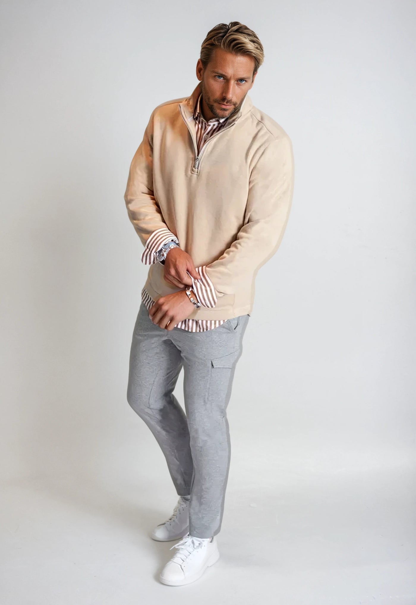 Voey Quarter Zip Sweatshirt-camel-ZIP SWEATSHIRTS-BUKI-S-Espresso-Buki