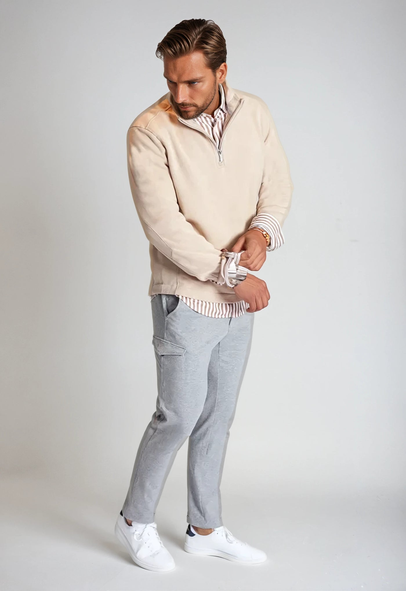 Voey Quarter Zip Sweatshirt-camel-ZIP SWEATSHIRTS-BUKI-S-Espresso-Buki