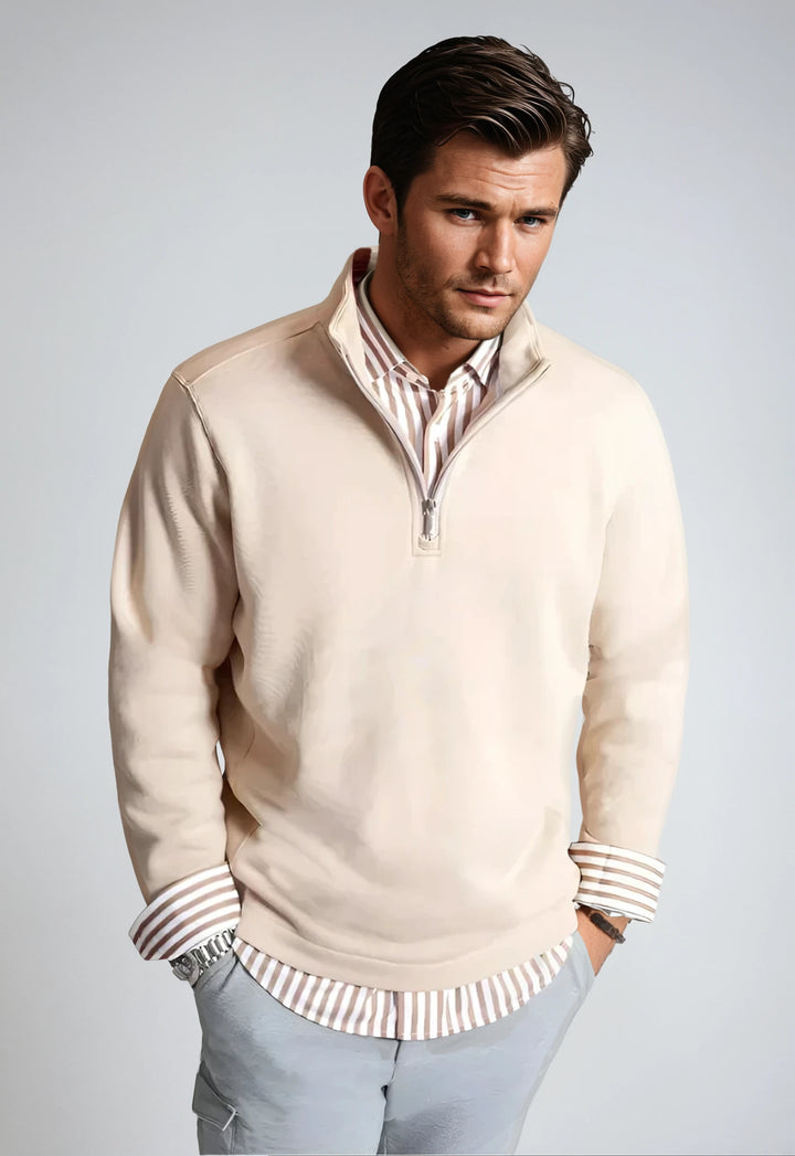 Voey Quarter Zip Sweatshirt - Camel-ZIP SWEATSHIRTS-BUKI-S-Camel-Buki