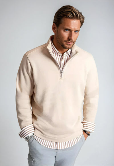 Voey Quarter Zip Sweatshirt-camel-ZIP SWEATSHIRTS-BUKI-S-Espresso-Buki