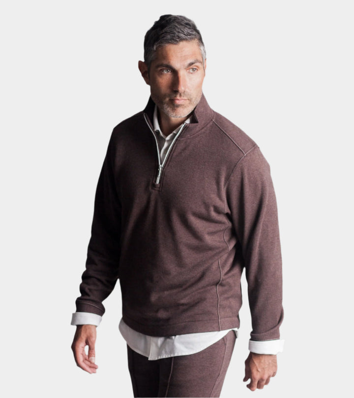 Voey Quarter Zip Sweatshirt - Espresso-ZIP SWEATSHIRTS-BUKI-S-Espresso-Buki