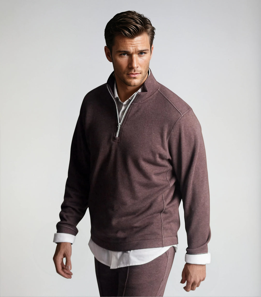 Voey Quarter Zip Sweatshirt - Espresso-ZIP SWEATSHIRTS-BUKI-S-Espresso-Buki