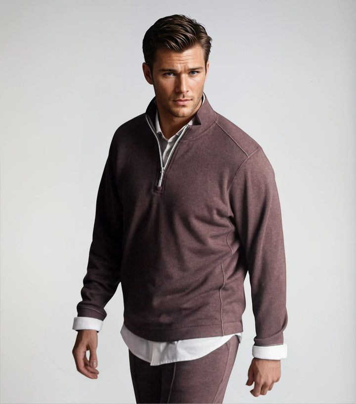 Voey Quarter Zip Sweatshirt - Espresso-ZIP SWEATSHIRTS-BUKI-S-Espresso-Buki