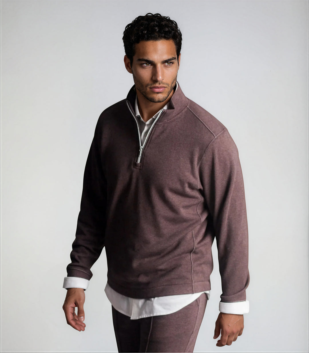 Voey Quarter Zip Sweatshirt - Espresso-ZIP SWEATSHIRTS-BUKI-S-Espresso-Buki