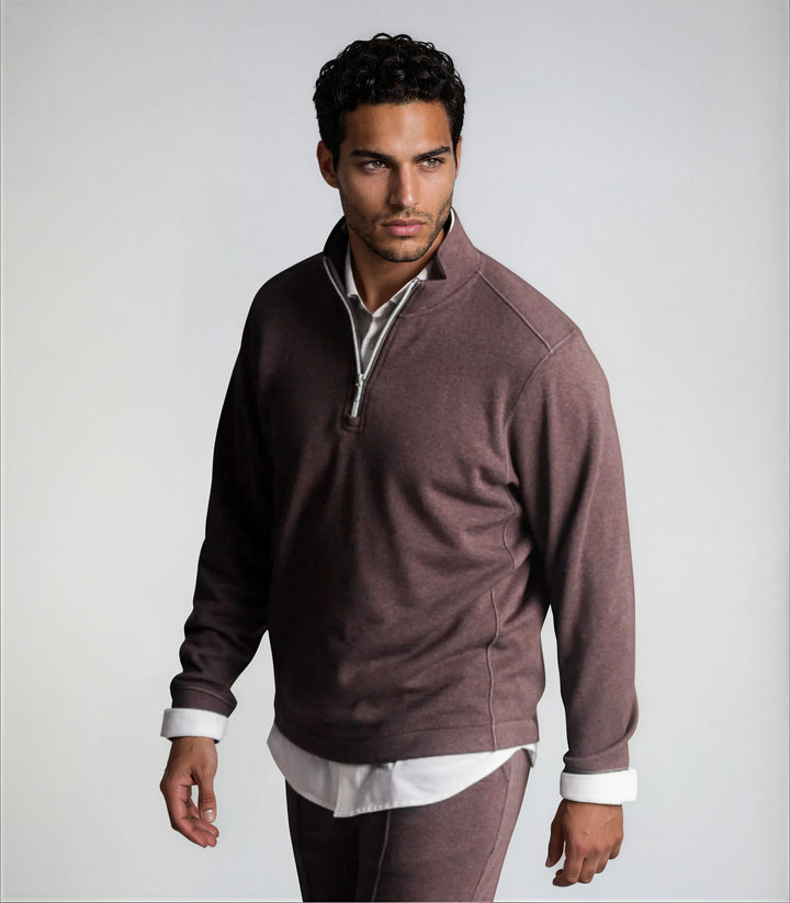 Voey Quarter Zip Sweatshirt - Espresso-ZIP SWEATSHIRTS-BUKI-S-Espresso-Buki