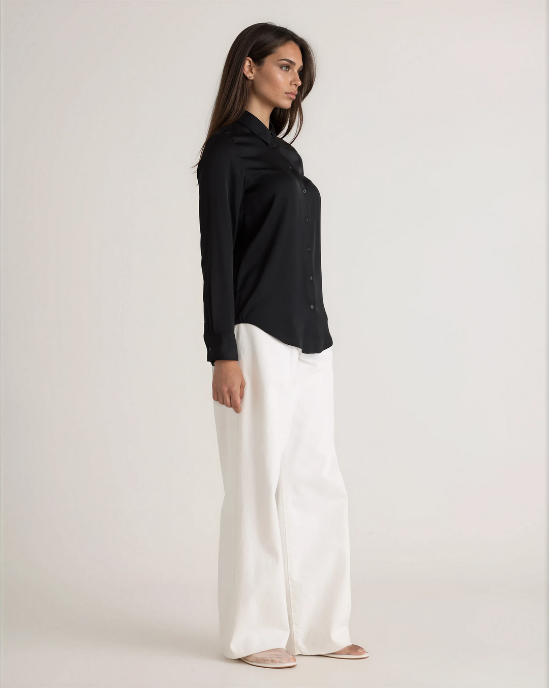 Washable Stretch Silk Blouse - Black-SHIRTS &amp; BLOUSES-BUKI-Black-XS-Buki