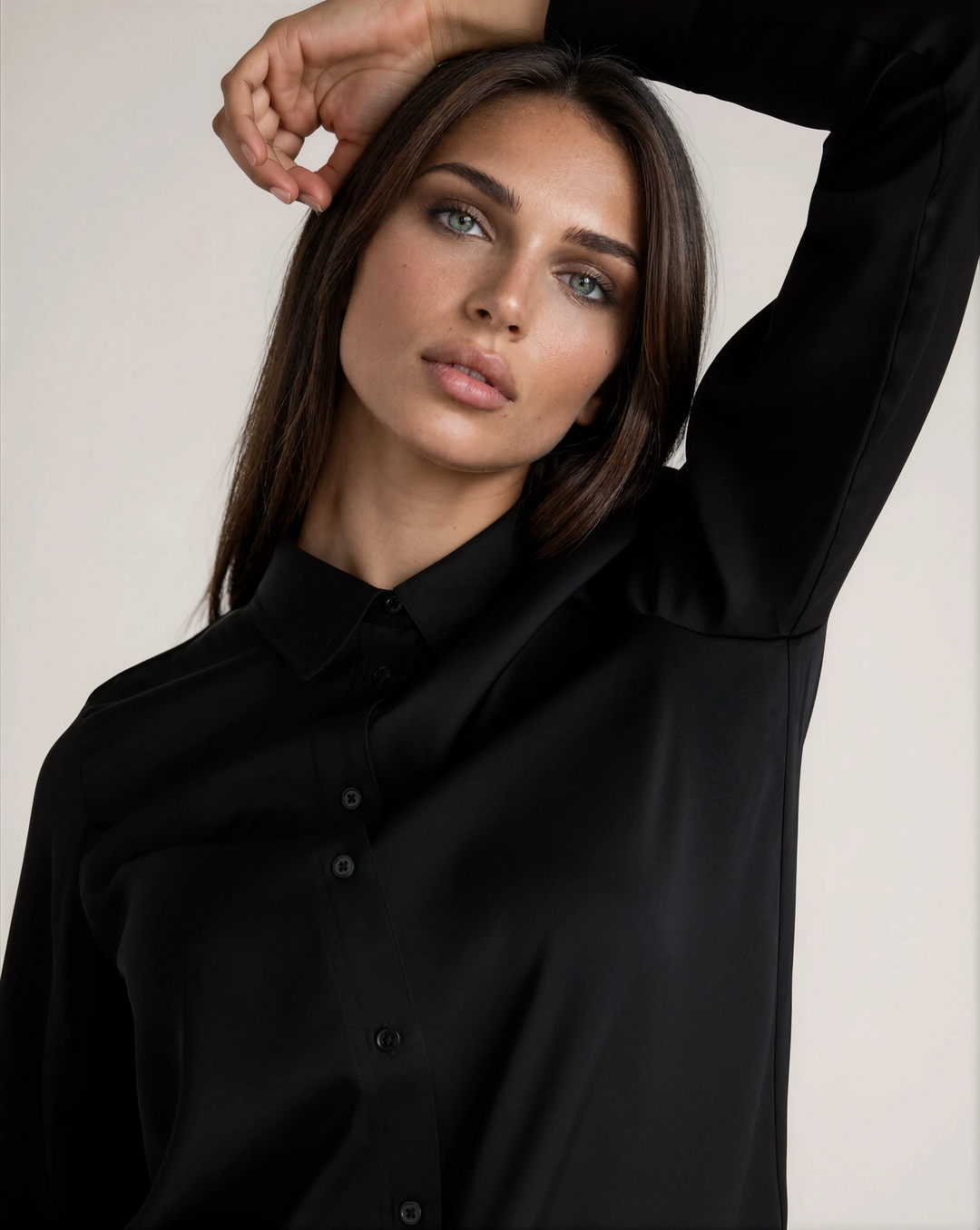 Buki Women's Washable Silk Long Sleeve Blouse - XS - Black