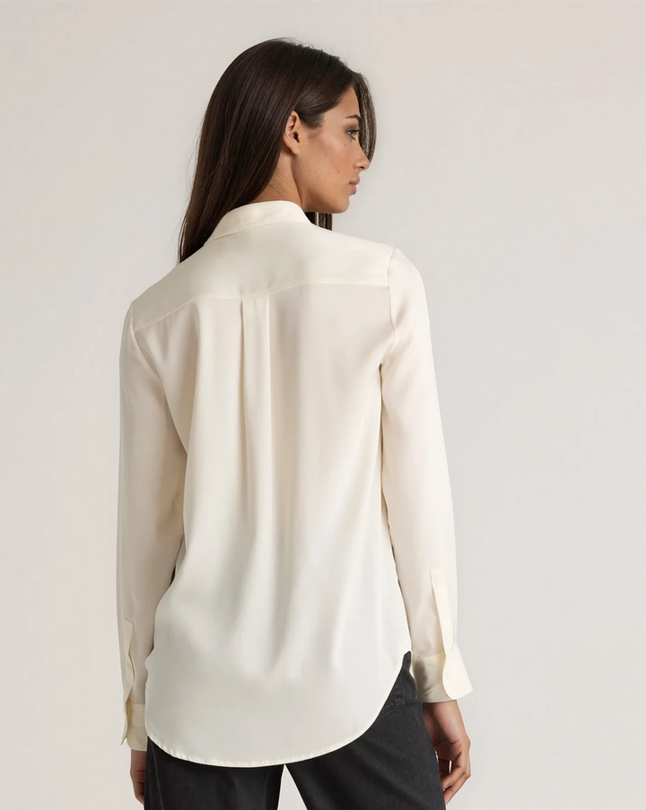 Washable Stretch Silk Blouse - White-SHIRTS &amp; BLOUSES-BUKI-White-XS-Buki