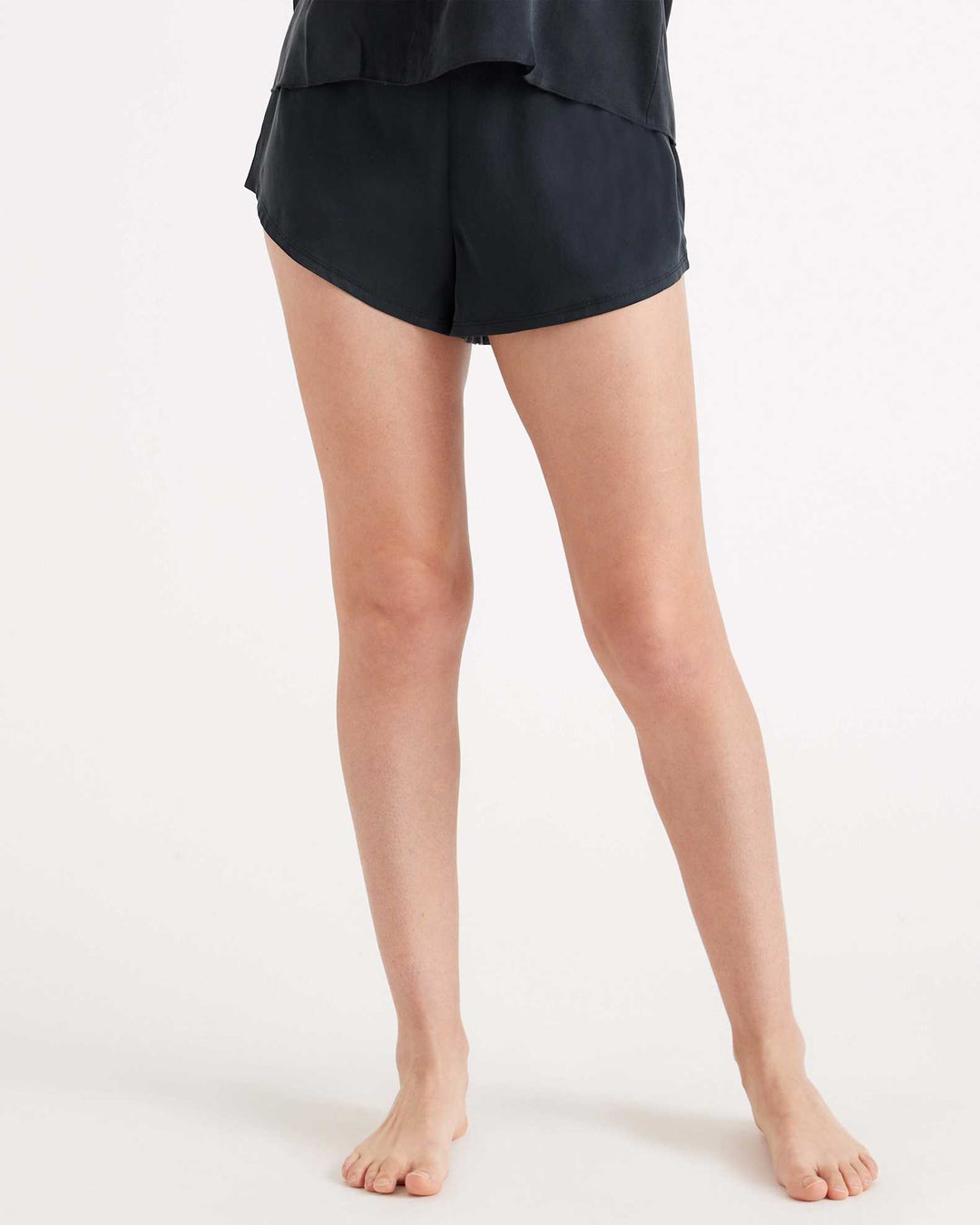 100% Washable Silk Pajama Shorts - Black-SLEEPWEAR-BUKI-Black-XS-Buki