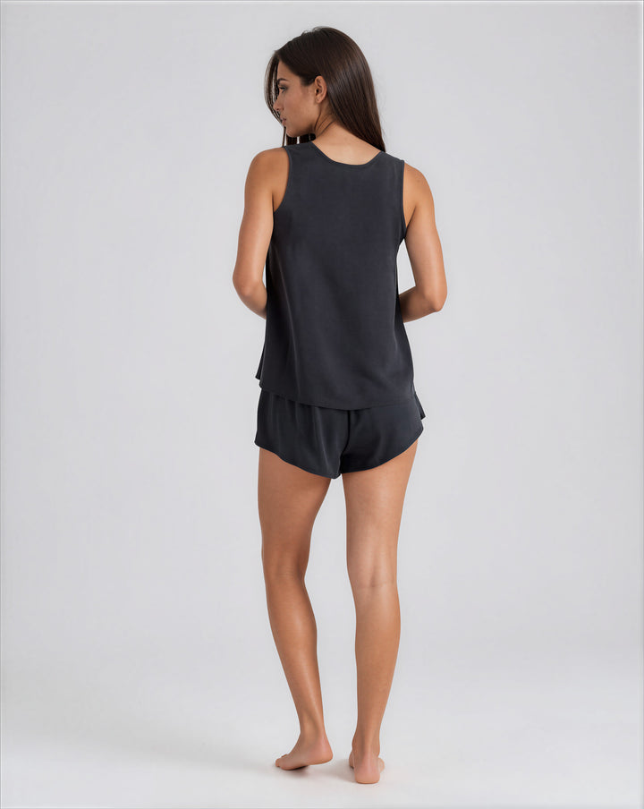 100% Washable Silk Pajama Shorts - Black-SLEEPWEAR-BUKI-Black-XS-Buki