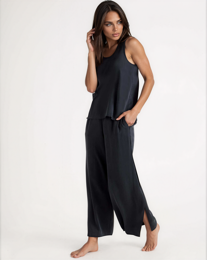 100% Washable Silk Pajama Pants - Black-SLEEPWEAR-BUKI-Black-XS-Buki