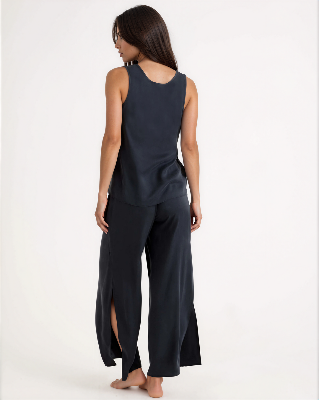 100% Washable Silk Pajama Pants - Black-SLEEPWEAR-BUKI-Black-XS-Buki