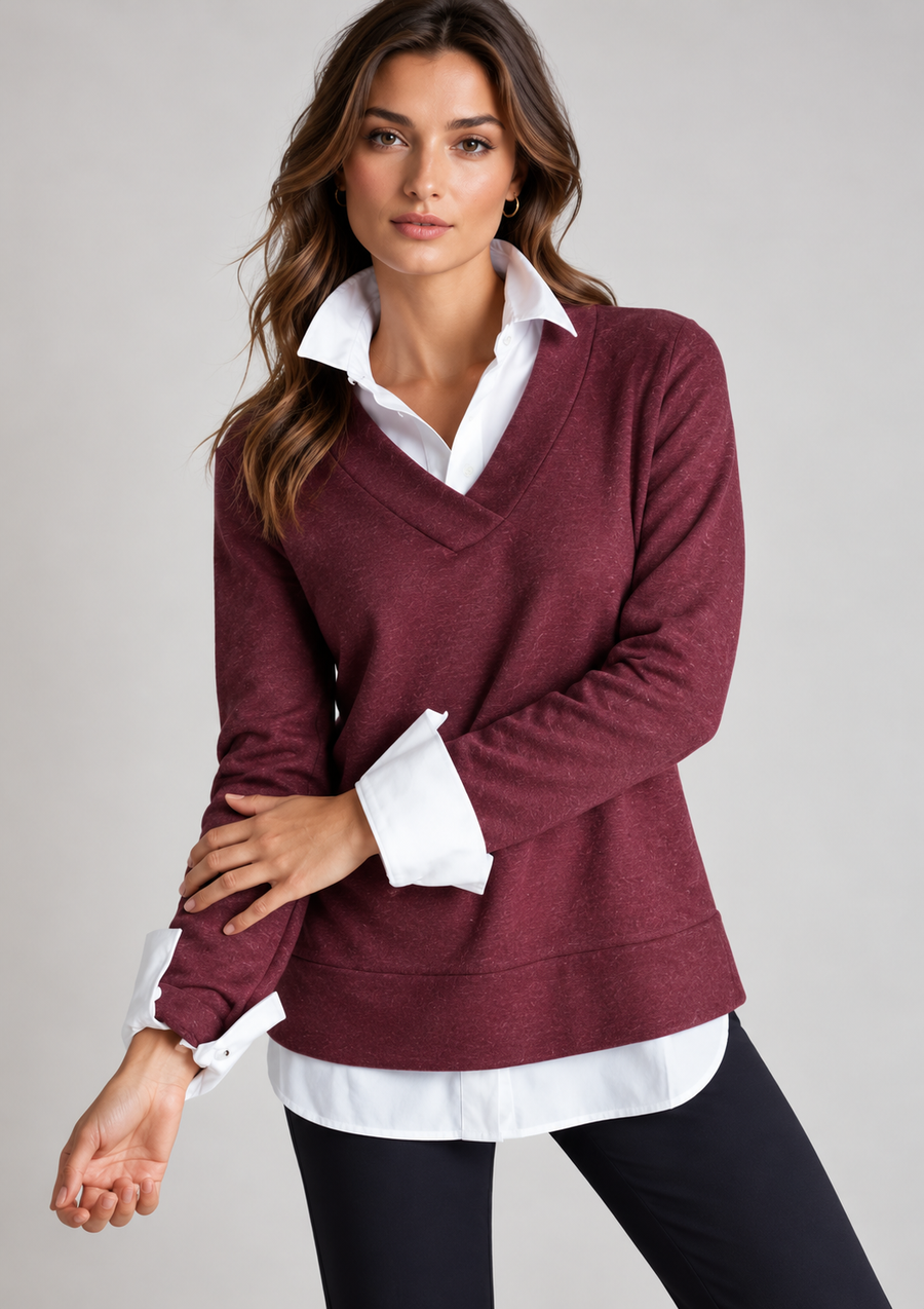 Power Vee 'Sweater' Sweatshirt - Wine