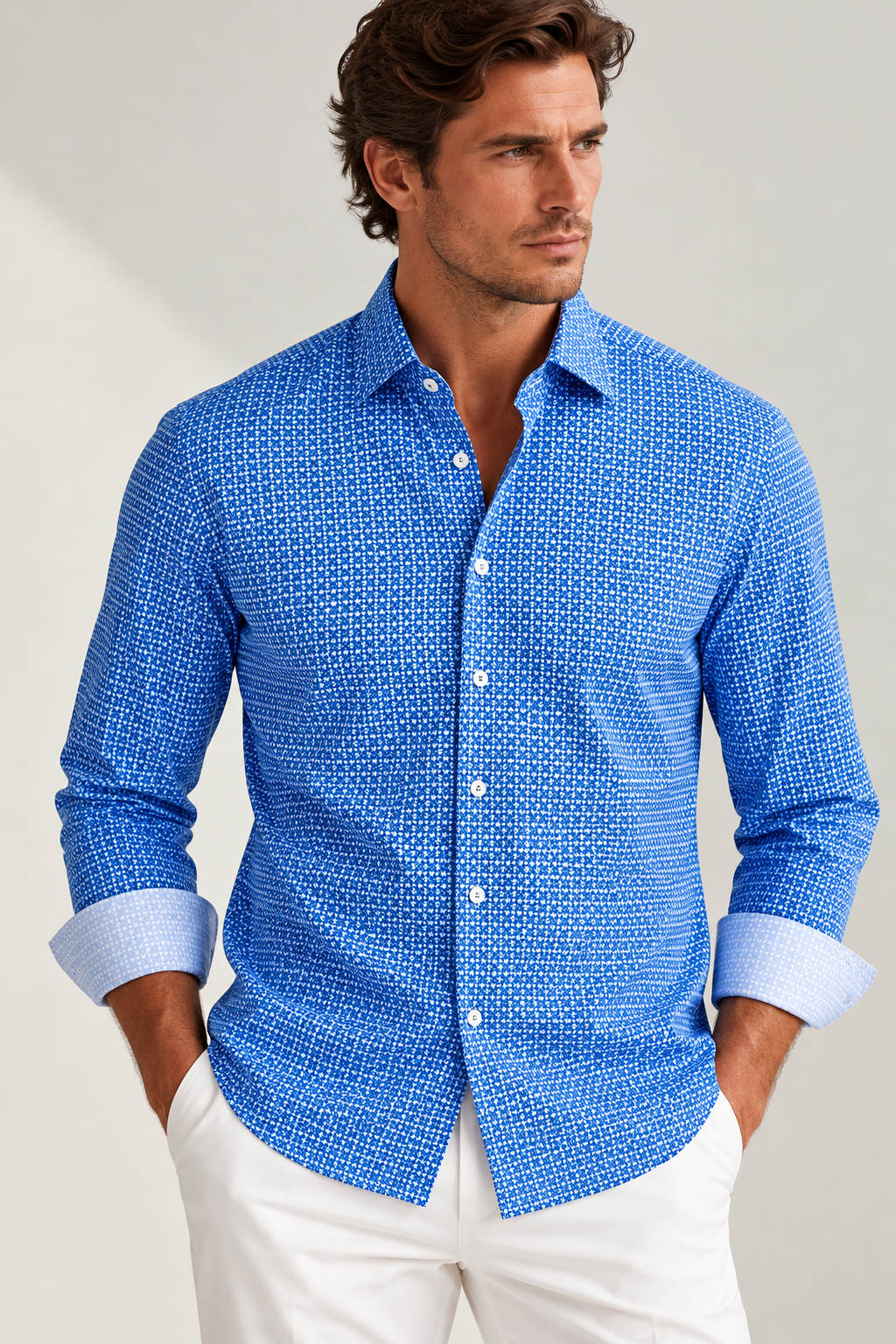 wiss Check Long Sleeve Tech Shirt - Blue-LONG SLEEVE SHIRTS-BUKI-M-Blue / White-Buki
