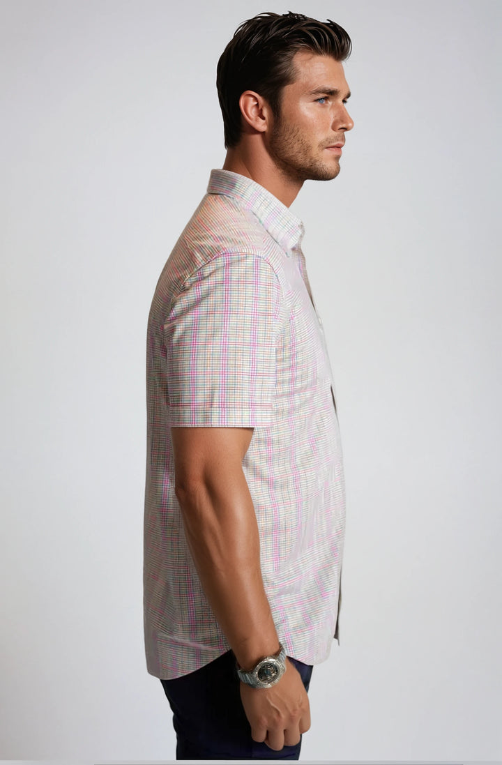Spectrum Check Short Sleeve Tech Shirt-SHORT SLEEVE SHIRTS-BUKI-M-Multi-Buki