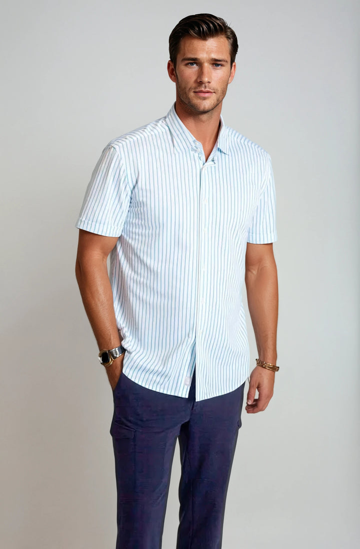 Corsica Stripe Short Sleeve Tech Shirt-SHORT SLEEVE SHIRTS-BUKI-M-Mariner-Buki