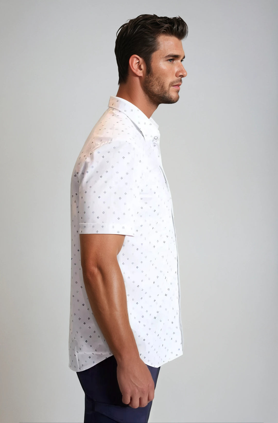 Newport Ditsy Short Sleeve Tech Shirt-SHORT SLEEVE SHIRTS-BUKI-M-Sky Grey-Buki