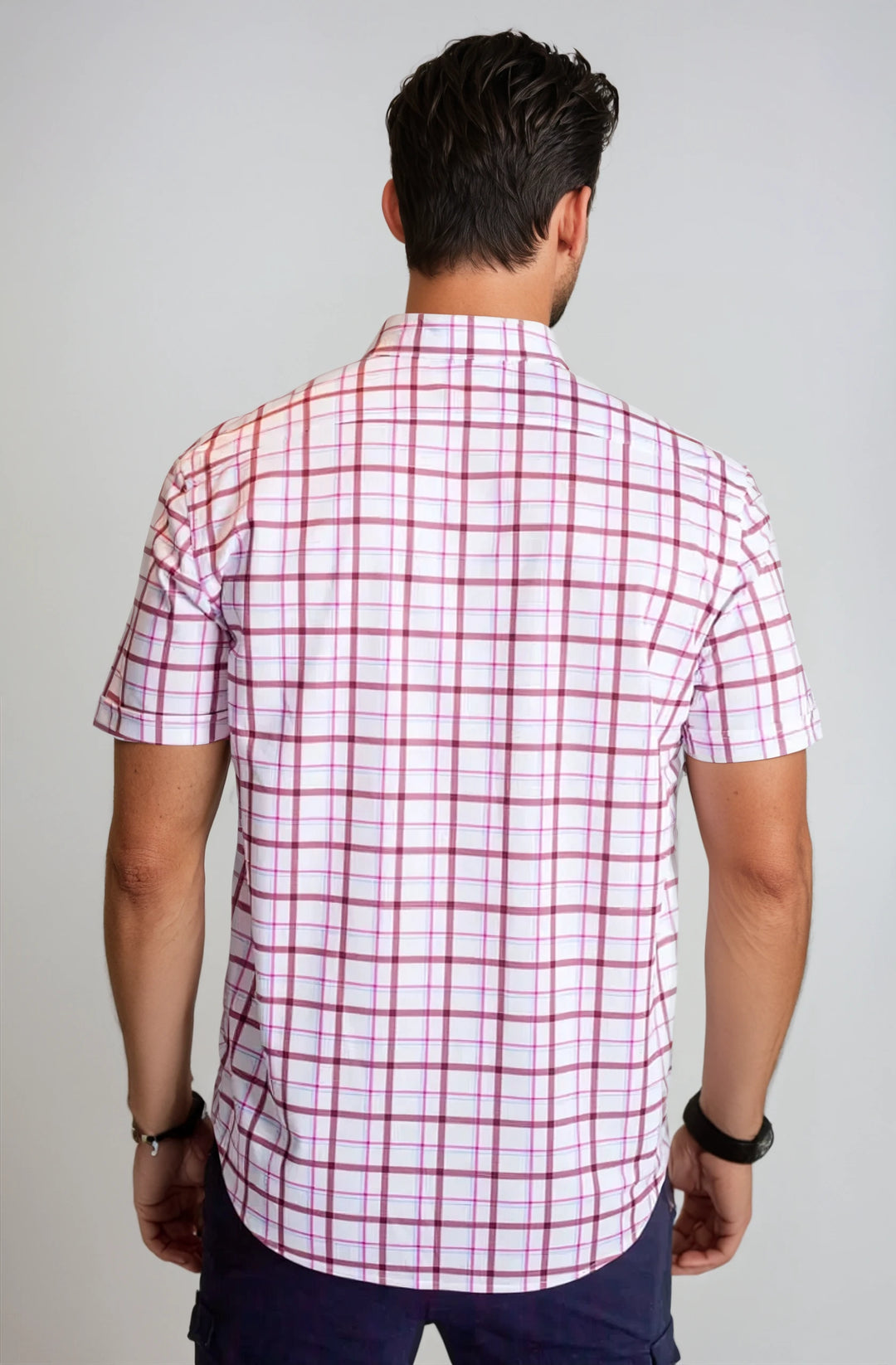 Carnaby Plaid Short Sleeve Tech Shirt-SHORT SLEEVE SHIRTS-BUKI-M-White/Maroon-Buki