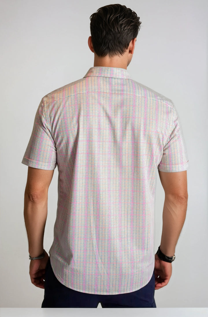 Spectrum Check Short Sleeve Tech Shirt-SHORT SLEEVE SHIRTS-BUKI-M-Multi-Buki