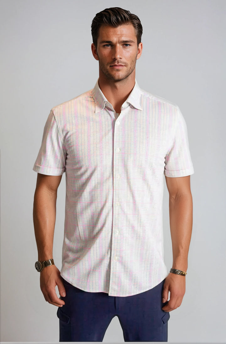 Spectrum Check Short Sleeve Tech Shirt-SHORT SLEEVE SHIRTS-BUKI-M-Multi-Buki